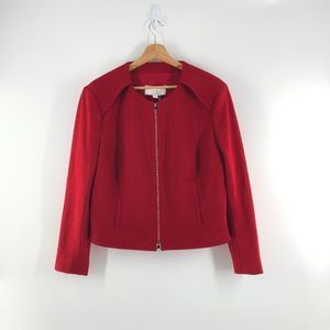 BOSS Jaculia Houndstooth Zip Red Jacket Size 14